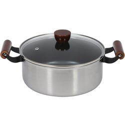 両手鍋 22cm ガラス蓋付 IH対応 2層鋼 ダイヤモンドコート 軽量 高耐久 ファストクック HC-0210
