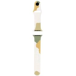 Apple Watchバンド シリコン迷彩 ホワイトイエロー 42mm/44mm/45mm/49mm アップルウォッチ ケース用 バンド