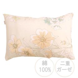 枕カバー 綿100％ 肌にやさしい二重ガーゼ ボタニカルフラワー クリームイエロー 43×63cm枕用 SEK抗菌防臭加工 MN661063-96