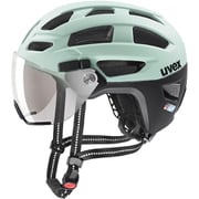 自転車ヘルメット 街乗り 通勤 通学 バイザー付き LEDライト付属 ドイツ製 uvex finale visor ジェイド/ブラックマット52-57cm 4107531215