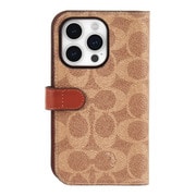 iPhone 15 Pro用 Coach Folio Case - Signature C Tan CH052702