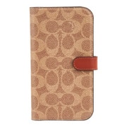 iPhone 15 Plus用 Coach Folio Case - Signature C Tan CH052712