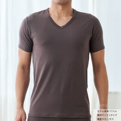おうちインナー Vネック半袖 メンズ リカバリーウェア 半袖シャツ モカ Mサイズ 8716
