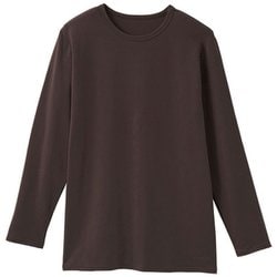 おうちインナー クルーネック9分袖 メンズ リカバリーウェア 長袖シャツ モカ Lサイズ 8717