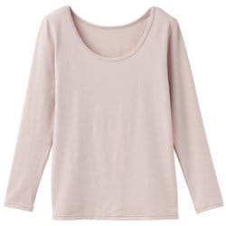 おうちインナー Uネック 9分袖 レディース リカバリーウェア 長袖シャツ スモーキーピンク Lサイズ 8767