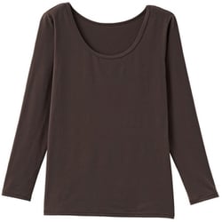 おうちインナー Uネック 9分袖 レディース リカバリーウェア 長袖シャツ モカ Mサイズ 8767
