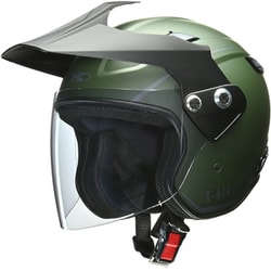 X-AIR RAZZO-V アドベンチャーヘルメット マットグリーン Mサイズ（57-58cm未満） ジェットヘルメット・開閉式シールド・ワンタッチバックル RAZZO5GRM