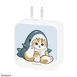 USB AC充電器 USB/USB Type-C ACアダプタ USB-C×1/USB-A×1 最大3.4A 可動式プラグ採用 mofusand サメにゃん MOFU-35A