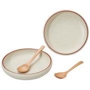 らくすくUD プレート ペアセット 21cm 木製スプーン付き 食洗機対応 電子レンジ対応 6816-03