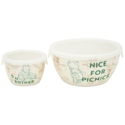 100エーカー・ピクニック レンジパック 蓋付き 2点セット 約150ml/560ml 電子レンジ対応 食洗機対応 ディズニー 「くまのプーさん」 3534-02