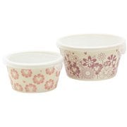 3309-01 [フラワーフラワー レンジパック 蓋付き 2点セット 約300ml/約600ml 電子レンジ対応 食洗機対応 ディズニー ミッキーマウス]