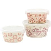 3309-02 [フラワーフラワー レンジパック 蓋付き 3点セット 約300ml×2個 約600ml×1個 電子レンジ対応 食洗機対応 ディズニー ミッキーマウス]