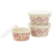 3309-03 [フラワーフラワー レンジパック 蓋付き 3点セット 約300ml×1個 約600ml×2個 電子レンジ対応 食洗機対応 ディズニー ミッキーマウス]