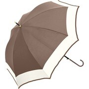長傘 60cm ジャンプ式 8本骨 パイピングバイカラー ブラウン 714-061
