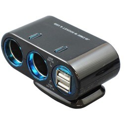 JB011 [2WAY Wソケット USB付 12V/24V共用 1年保証]