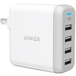 USB急速充電器 Anker PowerPort 4 40W USB-A×4 可動式プラグ採用 ホワイト A2142N22