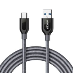 Anker PowerLine＋ USB-C ＆ USB-A ケーブル （USB3.0対応） 1.8m グレー A81690A1