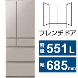 ヨドバシ.com - パナソニック Panasonic 冷蔵庫 EXタイプ（551L・幅68.5cm・フレンチドア（観音開き）・6ドア・ベージュ） NR-F55EX1-C  通販【全品無料配達】