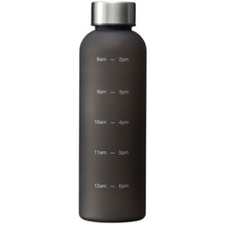 クリアタイム リマインダーボトル 560ml スモークブラック 時間メモリ付 BPAフリー RH-1648