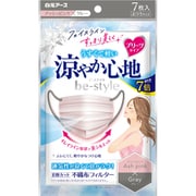 ビースタイル プリーツタイプ 涼やか心地 アッシュピンク×グレー 7枚入 [女性用 小顔魅せ 耳が痛くない 息がしやすい ムレにくい 不織布]