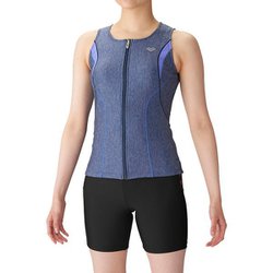 大きめカラースナップ付きセパレーツ(差し込みフィットパッド) LAR3241W (MNLL)杢ネイビー×ライラ Lサイズ [水着 レディース]