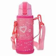 水筒 ボトル 600ml 0.6L 直飲み ダイレクト 保冷 スポーツ ドリンク ポーチ付 ピンク キッズチャージャー HC-120 HC-0120