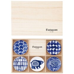 フィンレイソン Finlayson 豆皿 プレート 9cm 5枚 食器セット 木箱入り 染付 藍色 FIN40N-127H