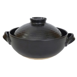 土鍋 6号 一人用 900ml / ガス火・電子レンジ・オーブン対応 / 黒釉 52424
