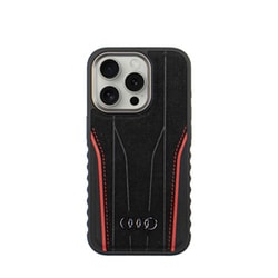 AU-TPUPCMIP15P-R8/D3-RD [Audi（アウディ） iPhone 15 Pro用 アルカンターラ＆本革 背面ケース]