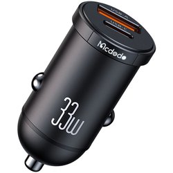 33w 1C+1A PD Fast Car Charger with LED Black BMDCC232