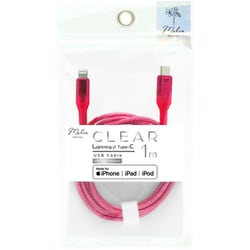 クリア Lightning/Type-C ケーブル PD対応 USB2.0/3A 1.0m ピンク IMUSCL100CLPK