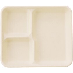 ECO＆BASIC バガス 三つ仕切りトレイ 50入 C-ECO-HM-036