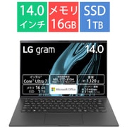 ノートパソコン/LG gram/14型/Core Ultra 7 155H/メモリ 16GB/SSD 1TB/Windows 11 Home/Office Home & Business 2021/オブシディアンブラック 14Z90S-MA78J2