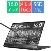 2in1ノートパソコン/LG gram Pro 2in1/16型/Core Ultra 7 155H/メモリ 16GB/SSD 1TB/Windows 11 Home/オブシディアンブラック 16T90SP-MA78J