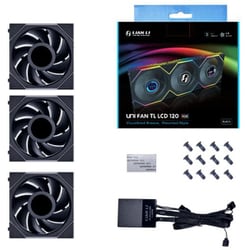 LCDスクリーン搭載 120mm連結式冷却ファン UNI FAN TL LCD 3個パック コントローラー付属 ブラック UF-TL120-LCD-3B