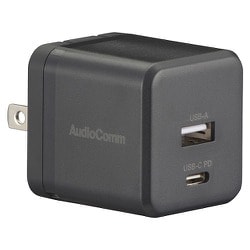 USB急速充電器 USB PD（パワーデリバリー）対応 タイプA+Cポート 急速充電PD45W対応 USB-C×1/USB-A×1 おまかせ充電対応 プラグ収納可能 MAV-AP245N