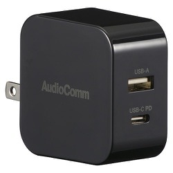 USB急速充電器 USB PD（パワーデリバリー）対応 タイプA+Cポート 急速充電PD60W対応 USB-C×1/USB-A×1 おまかせ充電対応 プラグ収納可能 MAV-AP265N