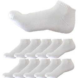 NAKAMAJITA MEN'S 25-27cm 綿混底パイル くるぶし丈ソックス 10足セット ホワイト IM-000009-2527-W