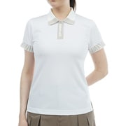 ADLA425 WHT [24S ゼブラモチーフ リブポロシャツ レディース L ホワイト]
