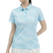 ADLA431 SAX [24S ランダムロゴ プリントポロシャツ レディース L サックス]