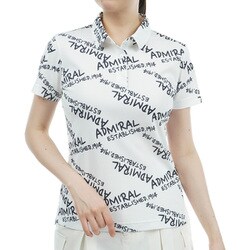 ADLA431 WHT [24S ランダムロゴ プリントポロシャツ レディース M ホワイト]