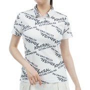 ADLA431 WHT [24S ランダムロゴ プリントポロシャツ レディース M ホワイト]
