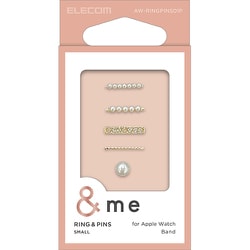 AW-RINGPINS01P [Apple Watch アクセサリー バンドチャーム リング×4 ピンズ×1 スリム用 ＆me パール]