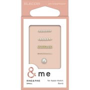 AW-RINGPINS01P [Apple Watch アクセサリー バンドチャーム リング×4 ピンズ×1 スリム用 ＆me パール]