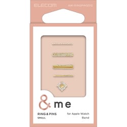AW-RINGPINS01S [Apple Watch アクセサリー バンドチャーム リング×4 ピンズ×1 スリム用 ＆me ストーン]