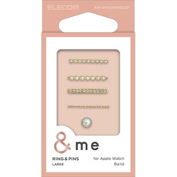 AW-RINGPINS02P [Apple Watch アクセサリー バンドチャーム リング×4 ピンズ×1 ＆me パール]