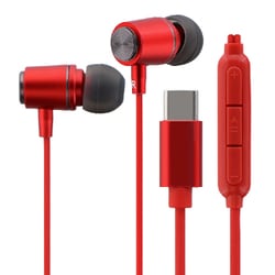 USB Type-Cイヤホン カナル型 レッド LN-TCEP02RD