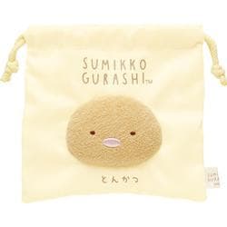 CA50603 すみっコぐらし ふわふわフェイス巾着 「すみっコ大好きシリーズ」 とんかつ [キャラクターグッズ]