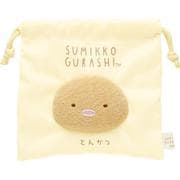 CA50603 すみっコぐらし ふわふわフェイス巾着 「すみっコ大好きシリーズ」 とんかつ [キャラクターグッズ]