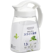 K-1261 W [冷水筒 ピッチャー 縦横置き スライド 熱湯OK 防汚加工 広口でお手入れ簡単 1.3リットル ホワイト 日本製]